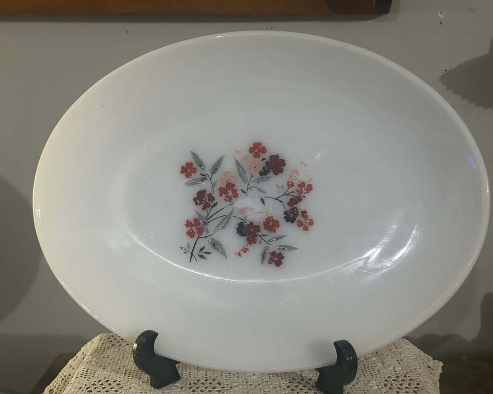 Fire King Primrose Oval Milkglass Platter